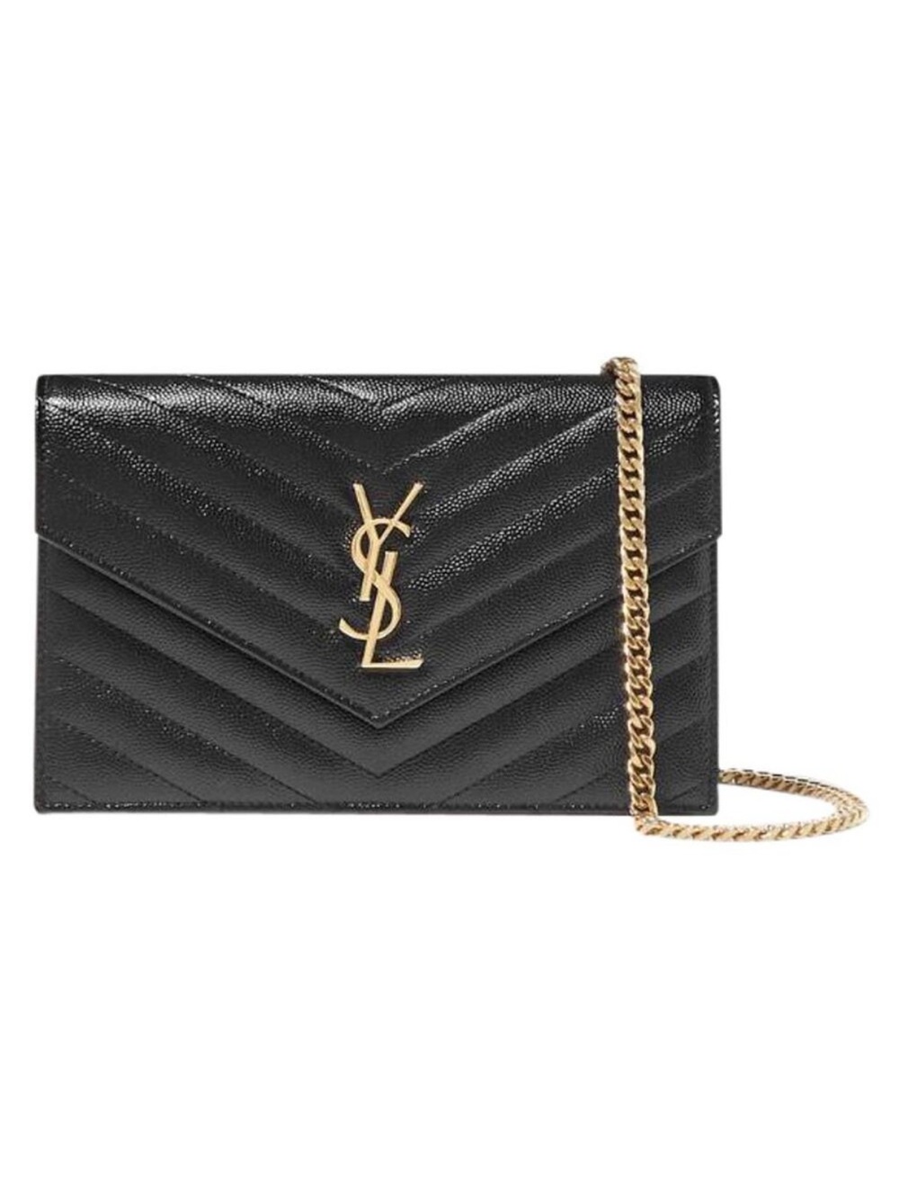 SAINT LAURENT monogram quilted leather wallet on chain crossbody bag WOC